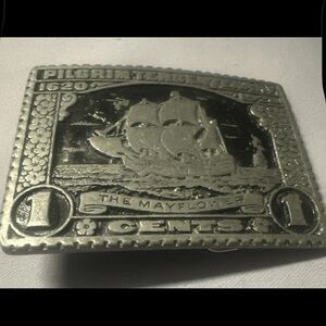 Mayflower 1920 Silver Pilgrim Belt Buckle